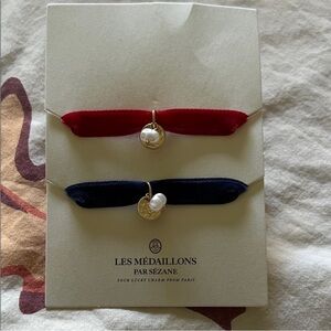 Sezane 🇫🇷 Set of 2 Velvet and Pearl Bracelet Set